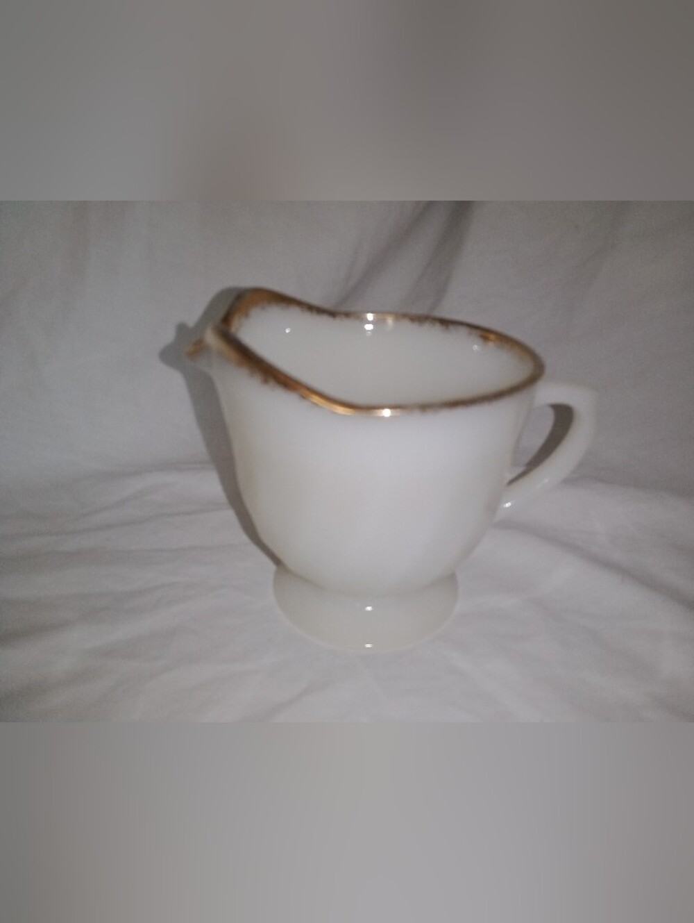 Vintage Fire King White Swirl Glass Creamer Pitcher For Coffee Tea Retro